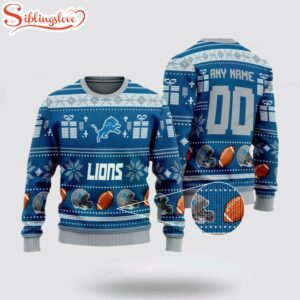 Custom Name And Number Nfl Detroit Lions Ugly Christmas Sweater