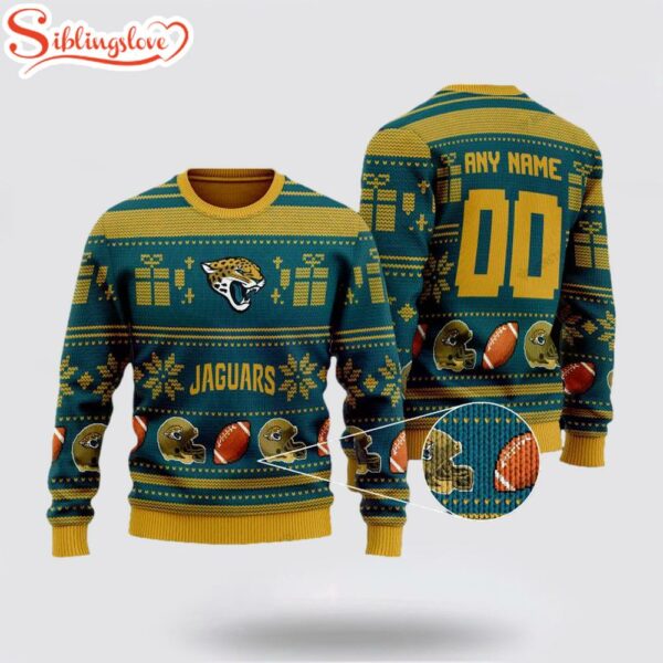Custom Name And Number Nfl Jacksonville Jaguars Ugly Christmas Sweater