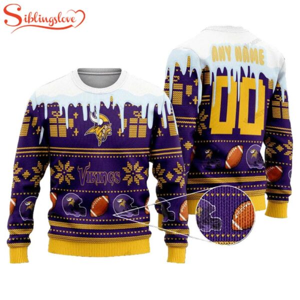 Custom Name And Number Nfl Minnesota Vikings Ugly Christmas Sweater