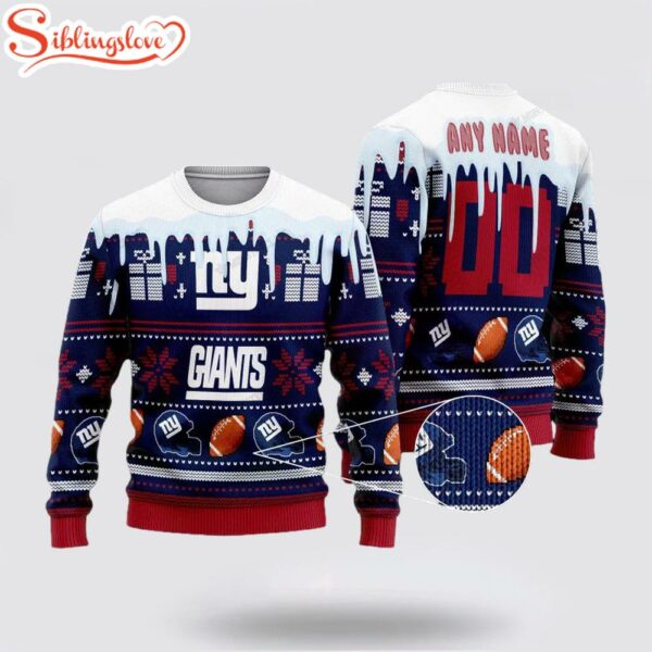 Custom Name And Number Nfl New York Giants Ugly Christmas Sweater