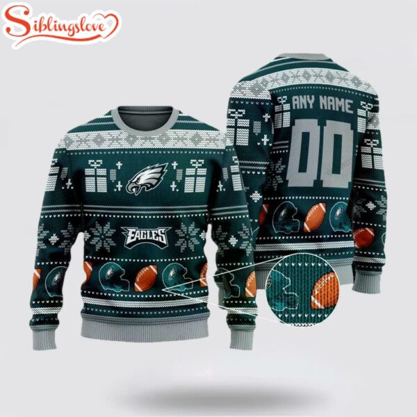 Custom Name And Number Nfl Philadelphia Eagles Ugly Christmas Sweater