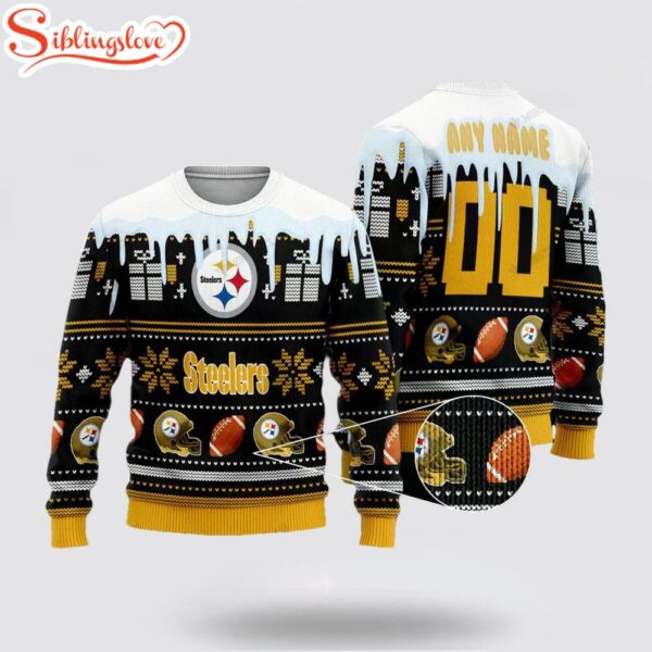 Custom Name And Number Nfl Pittsburgh Steelers Ugly Christmas Sweater