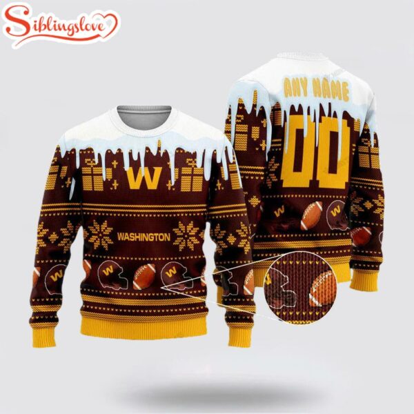 Custom Name And Number Nfl Washington Football Team Ugly Christmas Sweater