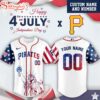 Custom Name And Number Pittsburgh Pirates MLB x 4th Of July Day Baseball Jersey Shirt