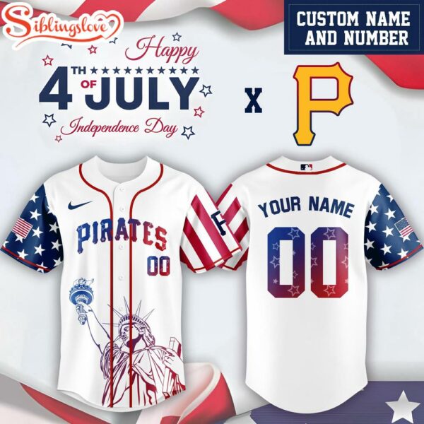 Custom Name And Number Pittsburgh Pirates MLB x 4th Of July Day Baseball Jersey Shirt
