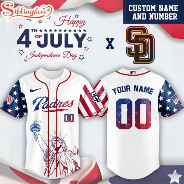 Custom Name And Number San Diego Padres MLB x 4th Of July Day Baseball Jersey Shirt