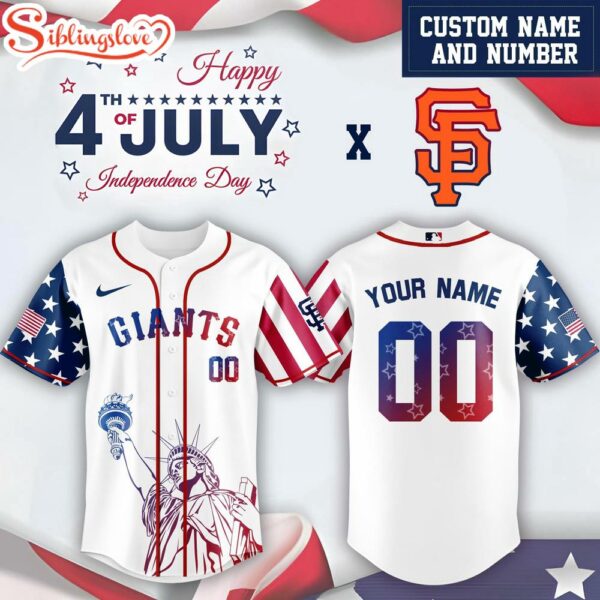 Custom Name And Number San Francisco Giants MLB x 4th Of July Day Baseball Jersey Shirt