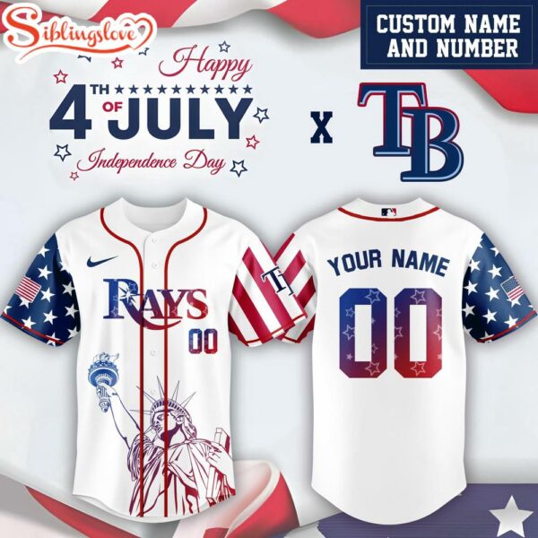 Custom Name And Number Tampa Bay Rays MLB x 4th Of July Day Baseball Jersey Shirt