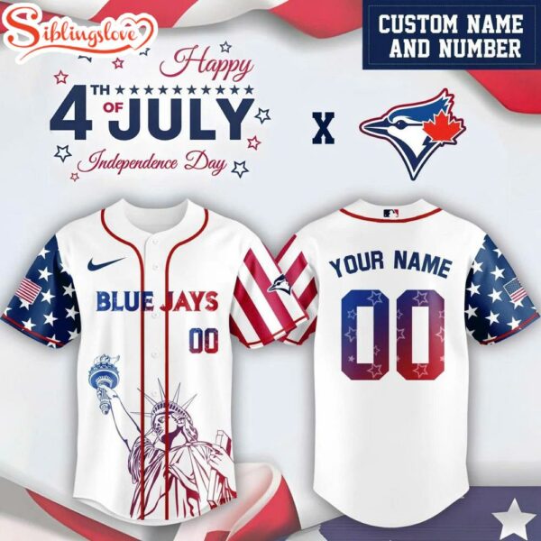 Custom Name And Number Toronto Blue Jays MLB x 4th Of July Day Baseball Jersey Shirt