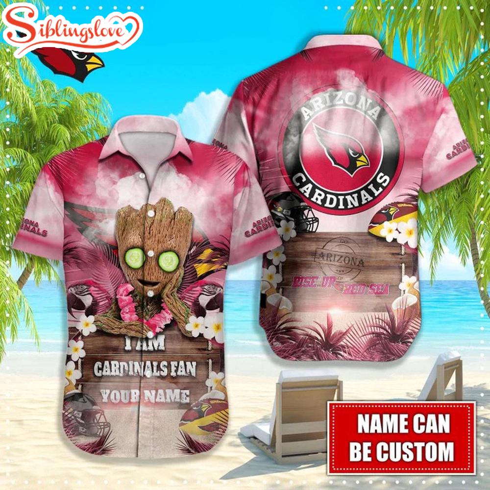 Custom Name Arizona Cardinals NFL Groot Hawaiian Shirt 1 Custom Name Arizona Cardinals NFL Groot Hawaiian Shirt