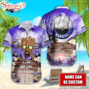 Custom Name Baltimore Ravens NFL Groot Hawaiian Shirt