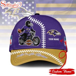 Custom Name Baltimore Ravens NFL Harley Davidson 3D Baseball Cap