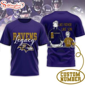 Custom Name Baltimore Ravens NFL Legacy Father Day 3D T-Shirt For Fans