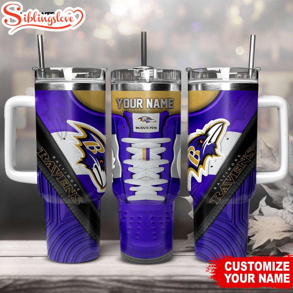 Custom Name Baltimore Ravens Sneaker NFL Tumbler 40Oz Handle 1 Custom Name Baltimore Ravens Sneaker NFL Tumbler 40Oz Handle