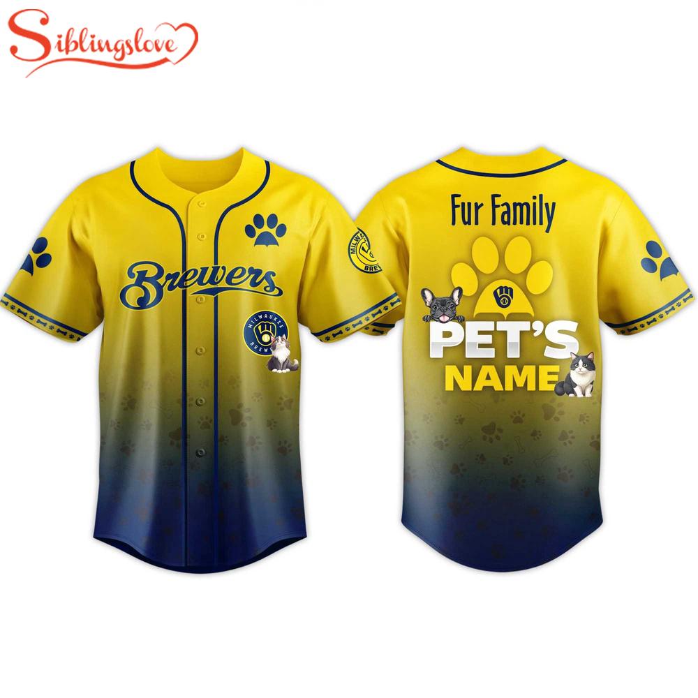 Custom Name Brewers 2026 Fur Family Pet Baseball Jersey Shirt 1 Custom Name Brewers 2026 Fur Family Pet Baseball Jersey Shirt