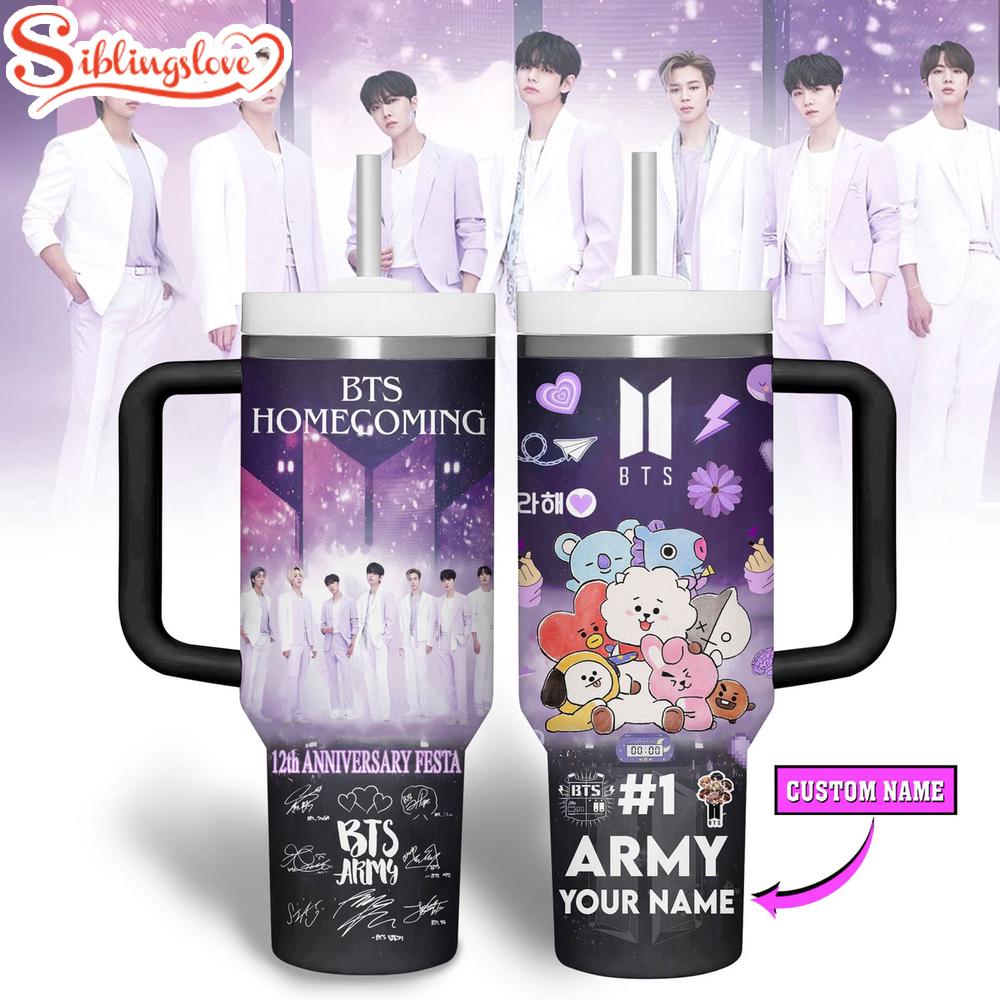 Custom Name BTS Home Coming Tumbler 40Oz With Handle 1 Custom Name BTS Home Coming Tumbler 40Oz With Handle