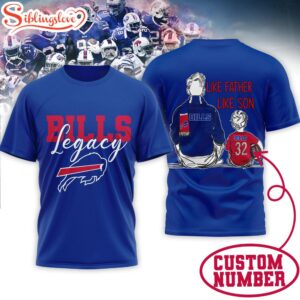 Custom Name Buffalo Bills NFL Legacy Father Day 3D T-Shirt For Fans