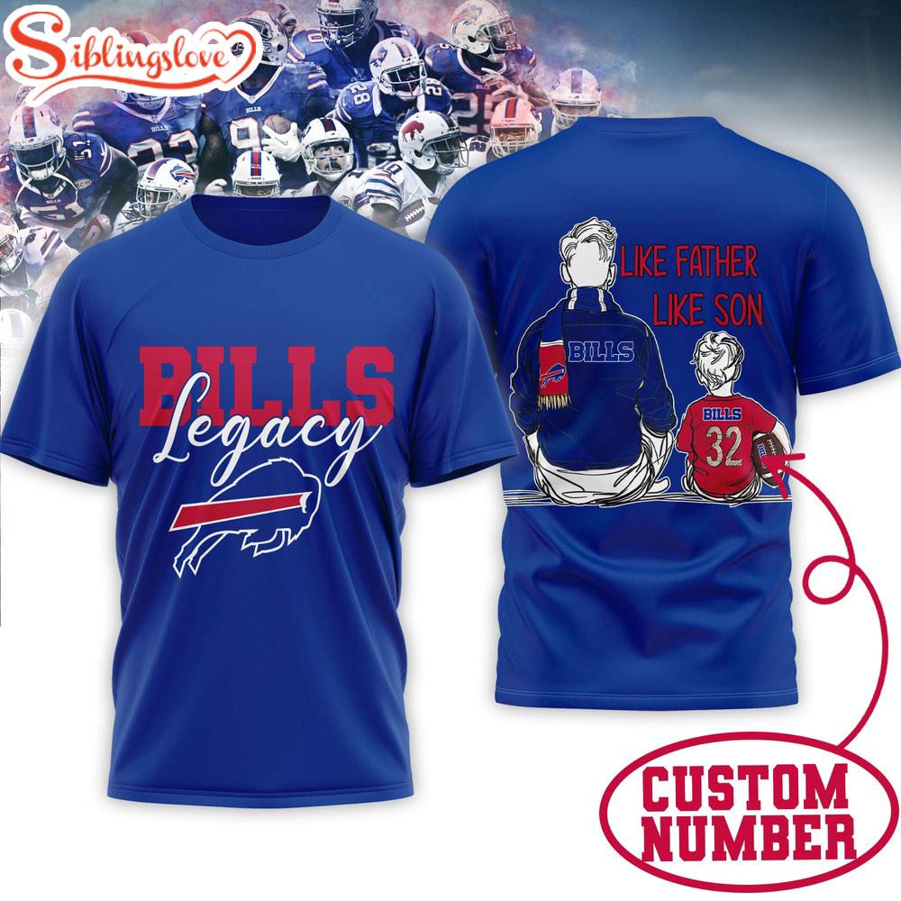 Custom Name Buffalo Bills NFL Legacy Father Day 3D T-Shirt For Fans 1 Custom Name Buffalo Bills NFL Legacy Father Day 3D T-Shirt For Fans