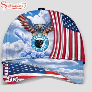 Custom Name Carolina Panthers 4th Of July America Flag Eagle Classic Cap