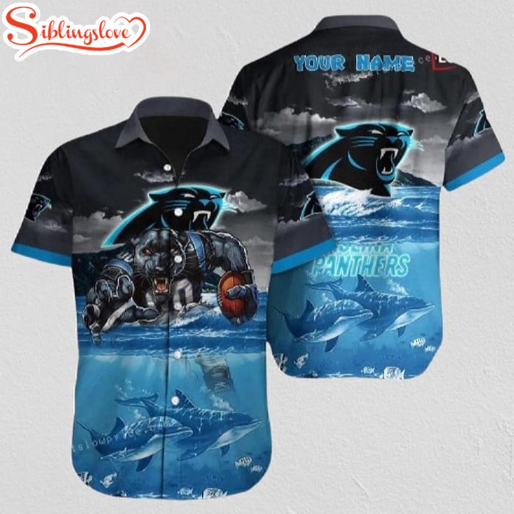 Custom Name Carolina Panthers Logo Hawaiian Shirt 1 Custom Name Carolina Panthers Logo Hawaiian Shirt