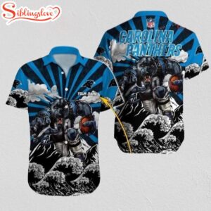 Custom Name Carolina Panthers Logo Pattern Hawaiian Shirt