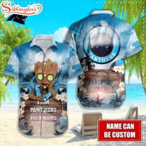 Custom Name Carolina Panthers NFL Groot Hawaiian Shirt