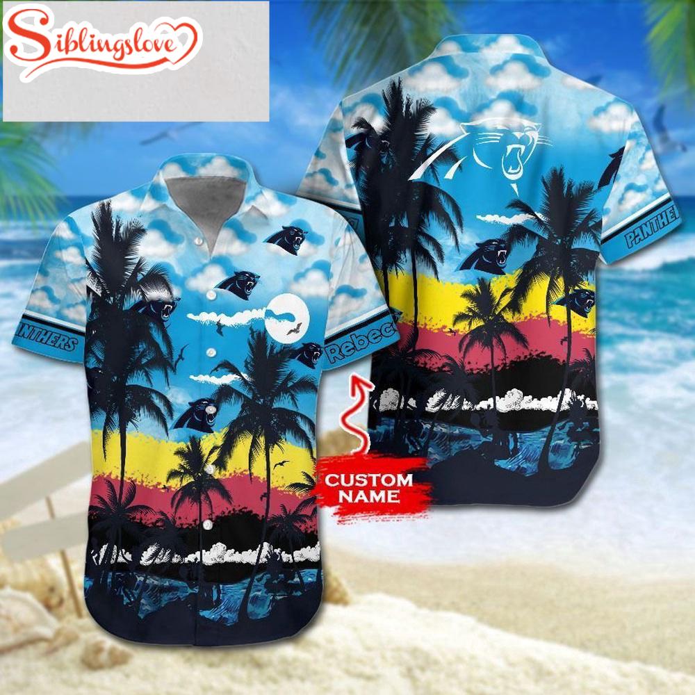 Custom Name Carolina Panthers NFL Hawaiian Shirt For Fans 1 Custom Name Carolina Panthers NFL Hawaiian Shirt For Fans