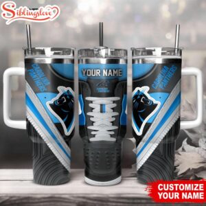 Custom Name Carolina Panthers Sneaker NFL Tumbler 40Oz Handle