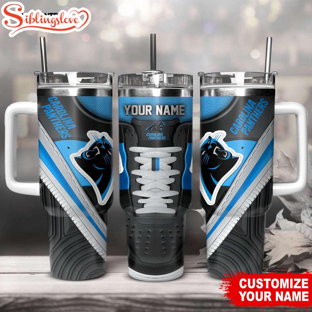Custom Name Carolina Panthers Sneaker NFL Tumbler 40Oz Handle 1 Custom Name Carolina Panthers Sneaker NFL Tumbler 40Oz Handle