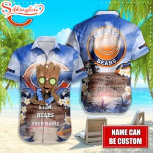 Custom Name Chicago Bears NFL Groot Hawaiian Shirt