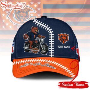 Custom Name Chicago Bears NFL Harley Davidson 3D Baseball Cap