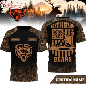 Custom Name Chicago Bears NFL Hunting Season 3D Shirt