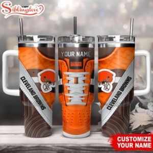 Custom Name Cleveland Browns Sneaker NFL Tumbler 40Oz Handle
