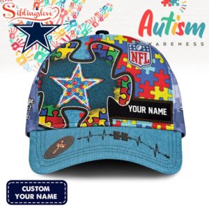 Custom Name Dallas Cowboys NFL Autism Awareness Classic Cap