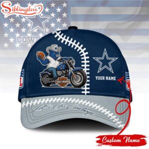 Custom Name Dallas Cowboys NFL Harley Davidson 3D Baseball Cap