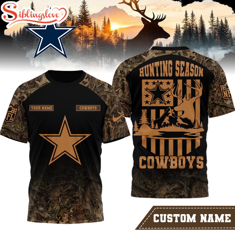 Custom Name Dallas Cowboys NFL Hunting Season 3D Shirt 1 Custom Name Dallas Cowboys NFL Hunting Season 3D Shirt