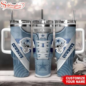 Custom Name Dallas Cowboys Sneaker NFL Tumbler 40Oz Handle