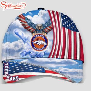 Custom Name Denver Broncos 4th Of July America Flag Eagle Classic Cap