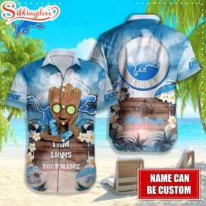 Custom Name Detroit Lions NFL Groot Hawaiian Shirt