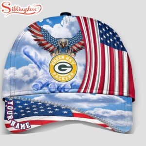 Custom Name Green Bay Packers 4th Of July America Flag Eagle Classic Cap