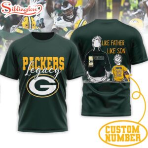 Custom Name Green Bay Packers NFL Legacy Father Day 3D T-Shirt For Fans