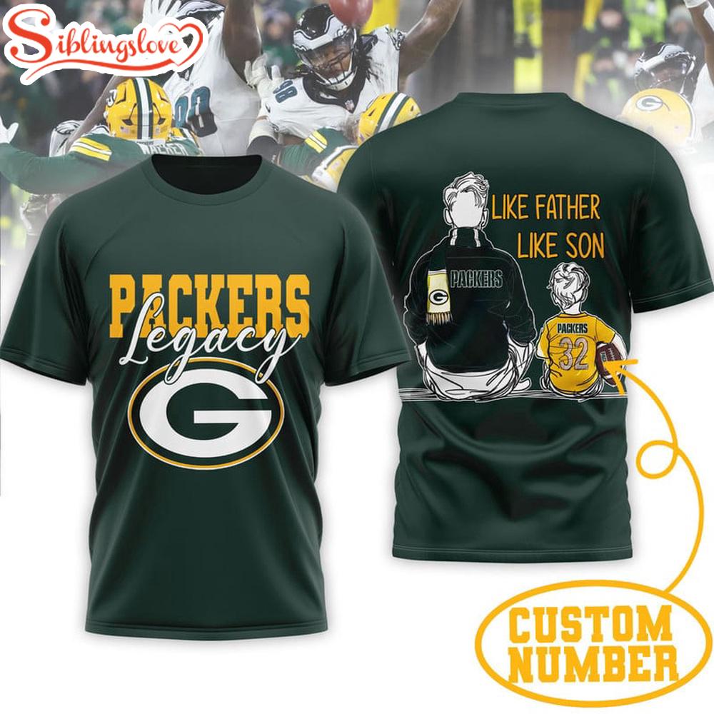 Custom Name Green Bay Packers NFL Legacy Father Day 3D T-Shirt For Fans 1 Custom Name Green Bay Packers NFL Legacy Father Day 3D T-Shirt For Fans