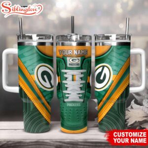 Custom Name Green Bay Packers Sneaker NFL Tumbler 40Oz Handle
