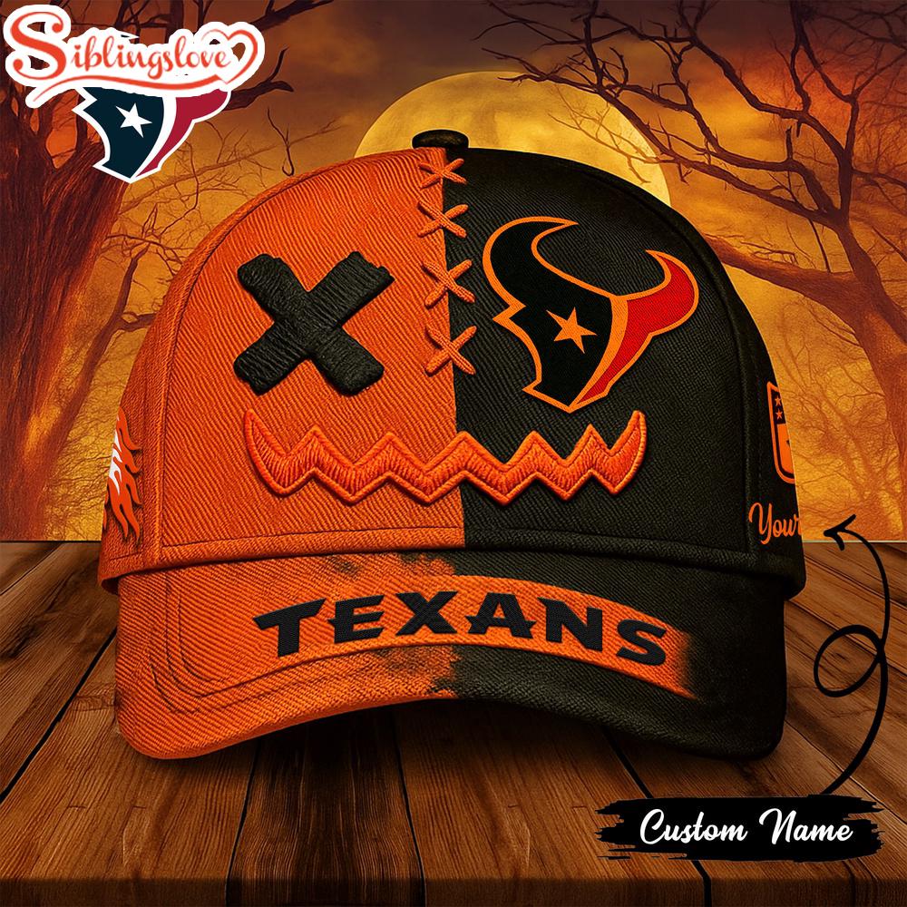 Custom Name Houston Texans NFL Halloween Classic Baseball Cap 1 Custom Name Houston Texans NFL Halloween Classic Baseball Cap