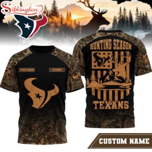 Custom Name Houston Texans NFL Hunting Season 3D Shirt