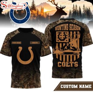 Custom Name Indianapolis Colts NFL Hunting Season 3D Shirt
