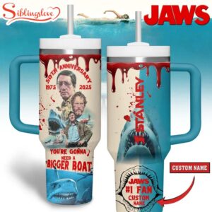 Custom Name JAWS Tumbler 40Oz With Handle