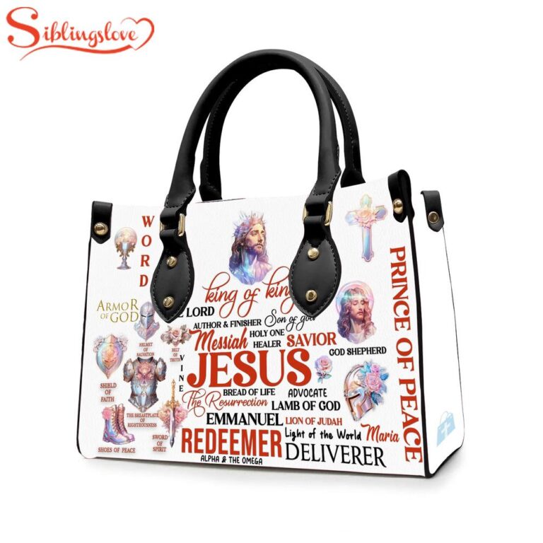 Custom Name Jesus The Lord King Of King Women Leather Bag - Siblinglove