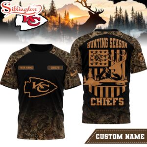 Custom Name Kansas City Chiefs NFL Hunting Season 3D Shirt