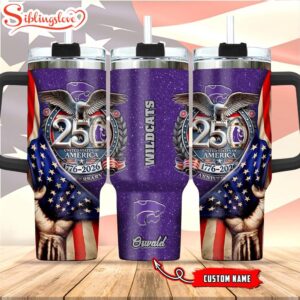 Custom Name Kansas State Wildcat 250 United States Of America 1776-2026 Tumbler 40Oz